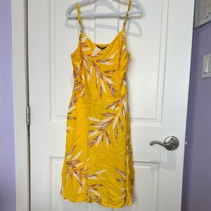 Apt. 9 Yellow and Brown Leaf Print Midi Dress